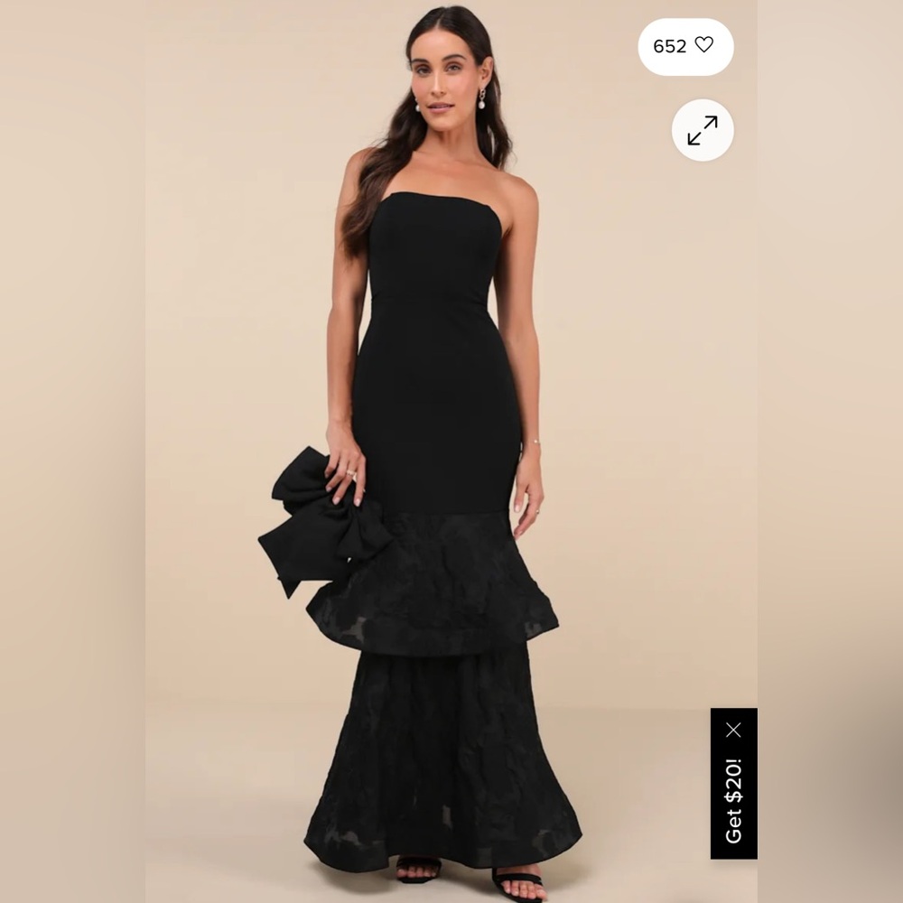 Lulu's Black Strapless Long Formal Dress - Picture 4 of 4